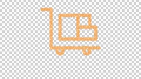 Icon dolly flatbed is made of yellow grains of sand. Some grains of sand fall Stock Illustration