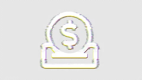 Icon donate is distorted. Glitch. Noise, chromatic aberration, geometric Video stock 302818106