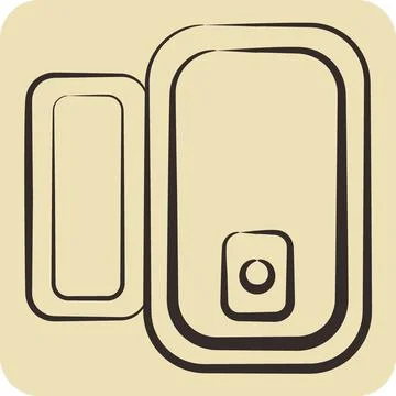 Icon Door Window Sensor. related to Smart Home symbol. hand drawn style. si.. Stock Illustration