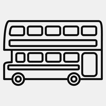 Icon double decker bus. Transportation elements. Icons in line style. Good .. Illustrazione stock