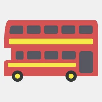 Icon double decker bus. Transportation elements. Icons in flat style. Good .. イラスト素材
