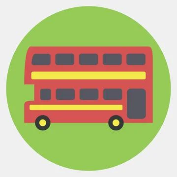 Icon double decker bus. Transportation elements. Icons in color mate style... イラスト素材