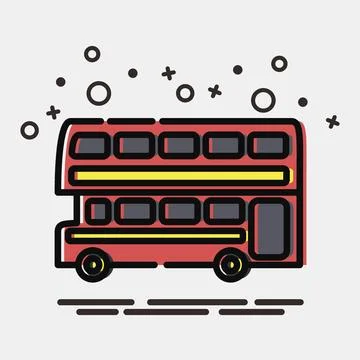 Icon double decker bus. Transportation elements. Icons in MBE style. Good f.. イラスト素材