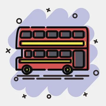 Icon double decker bus. Transportation elements. Icons in comic style. Good.. イラスト素材