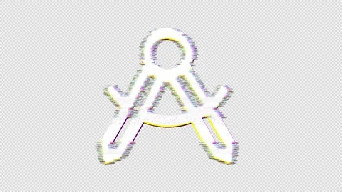 Icon drafting compass is distorted. Glitch. Noise, chromatic aberration, Stock Footage 302818085