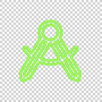 Icon drafting compass from the flow of energy of green color. Shimmering neon Illustrazione stock
