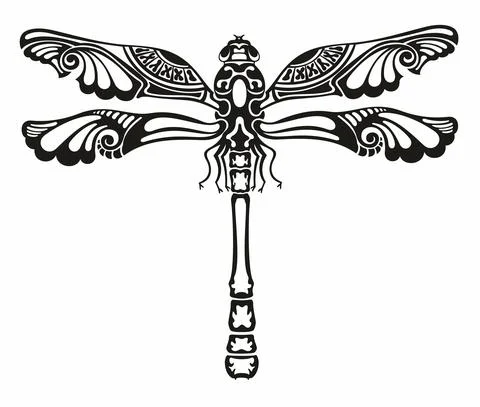 Icon of a dragonfly. Vector illustration. Stock Illustration