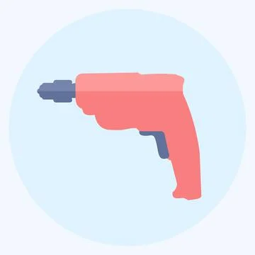 Icon Drill Machine - Flat Style - Simple illustration,Editable stroke Stock Illustration