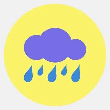 Icon drizzle. Weather elements symbol. Icons in color mate style. Good for .. イラスト素材