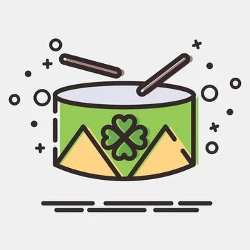 Icon drum with clover. St. Patrick's Day celebration elements. Icons in MBE.. Stock Illustration