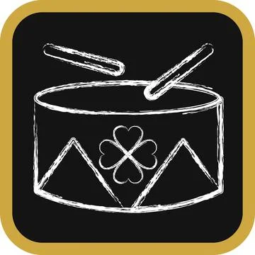 Icon drum with clover. St. Patrick's Day celebration elements. Icons in cha.. 스톡 일러스트