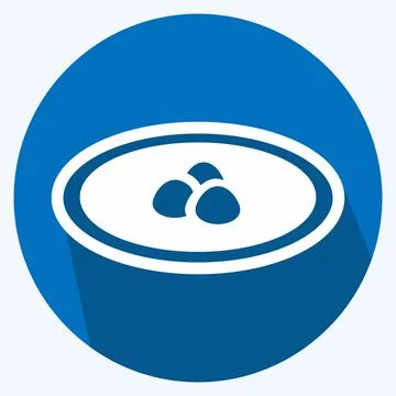 Icon Dumpling Soup - Long Shadow Style - Simple illustration,Editable stroke Stock Illustration