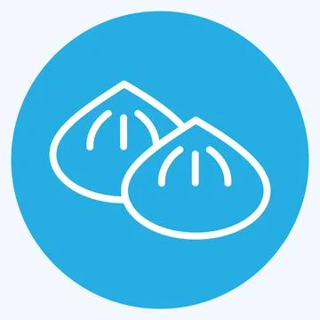 Icon Dumpling. suitable for Bakery symbol. blue eyes style. simple design edi Stock Illustration