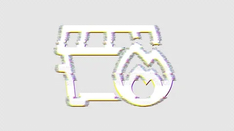 Icon dumpster fire is distorted. Glitch. Noise, chromatic aberration, geometric Stock Footage 305980081