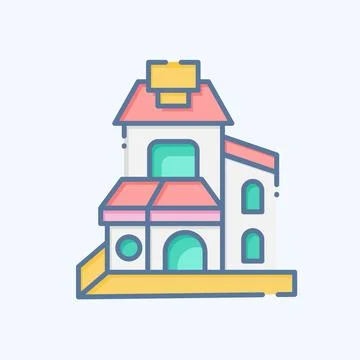 Icon Duplex. related to Accommodations symbol. doodle style. simple design .. Stock Illustration