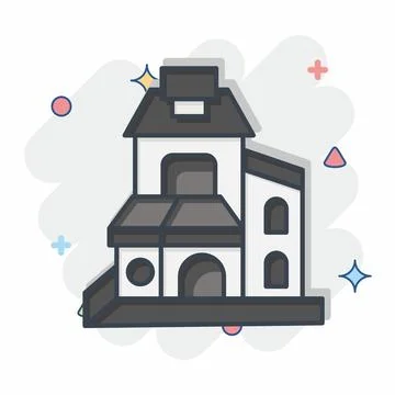 Icon Duplex. related to Accommodations symbol. comic style. simple design e.. Stock Illustration