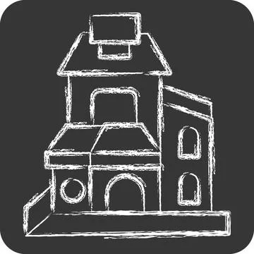 Icon Duplex. related to Accommodations symbol. chalk Style. simple design e.. Stock Illustration