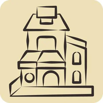 Icon Duplex. related to Accommodations symbol. hand drawn style. simple des.. Stock Illustration