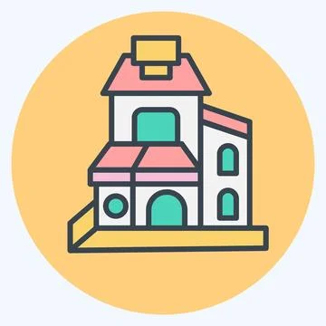 Icon Duplex. related to Accommodations symbol. color mate style. simple des.. Stock Illustration