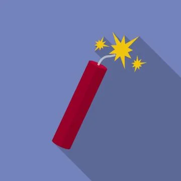 Icon of Dynamite with sparkles. Flat style Stock Illustration