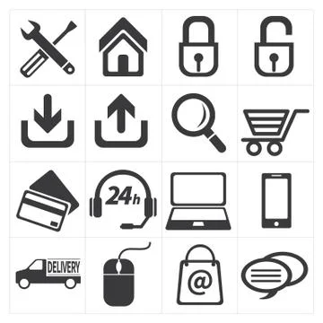 Icon e commerce and shopping Stock Illustration