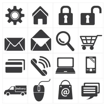 Icon e commerce and shopping Stock Illustration