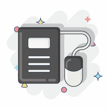 Icon E-Learning. related to Education symbol. Comic Style. simple design ed.. 스톡 일러스트