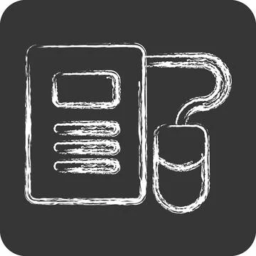 Icon E-Learning. related to Education symbol. chalk style. simple design ed.. イラスト素材