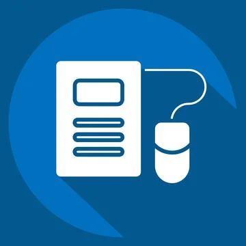 Icon E-Learning. related to Education symbol. long shadow style. simple des.. Illustrazione stock