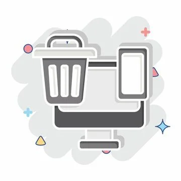 Icon E Waste. related to Waste symbol. comic style. design editable Stock Illustration
