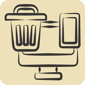 Icon E Waste. related to Waste symbol. hand drawn style. design editable Stock Illustration