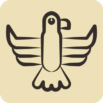 Icon Eagle. related to American Indigenous symbol. hand drawn style. simple.. Stock Illustration