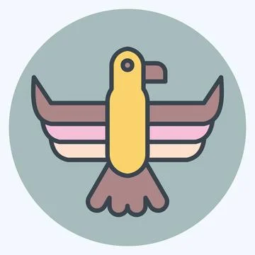 Icon Eagle. related to American Indigenous symbol. color mate style. simple.. Stock Illustration