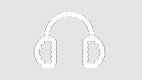 Icon ear muffs is distorted. Glitch. Noise, chromatic aberration, geometric Stock Footage 305978709