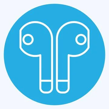 Icon Earbuds. related to Computer symbol. blue eyes style. simple design ed.. Stock-Illustration