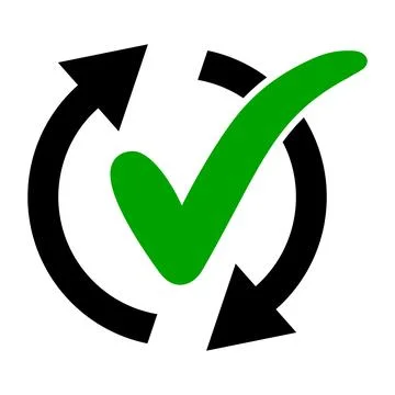 Icon easy effective time, continuous rationally service, check mark arrow Illustrazione stock