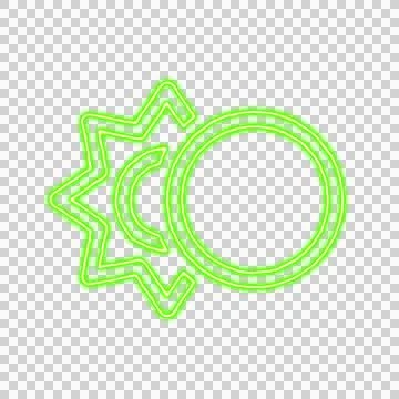 Icon eclipse from the flow of energy of green color. Shimmering neon Ilustração Stock