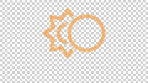 Icon eclipse is made of yellow grains of sand. Some grains of sand fall down. Illustrazione stock