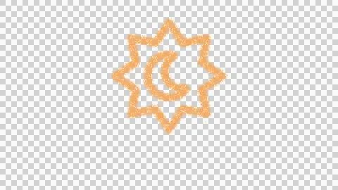 Icon eclipse is made of yellow grains of sand. Some grains of sand fall down. Illustrazione stock