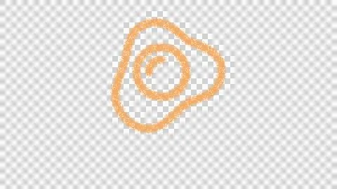 Icon egg fried is made of yellow grains of sand. Some grains of sand fall down. Stock Illustration