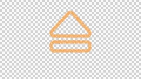 Icon eject is made of yellow grains of sand. Some grains of sand fall down. Stock Illustration