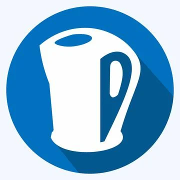 Icon Electric Kettle - Long Shadow Style - Simple illustration,Editable strok Stock Illustration
