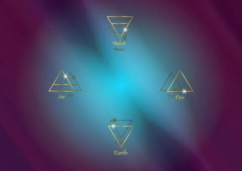 Icon elements : Air , Earth , Fire and Water. Wiccan divination symbols Stock Illustration