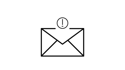 Icon of an email envelope with a warning sign, suggesting caution or alert .. Stock Footage 333462099