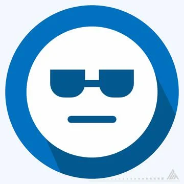 Icon Emoticon Cool - Long Shadow Style Stock Illustration
