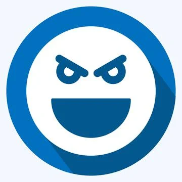 Icon Emoticon Evil. suitable for Emoticon symbol. long shadow style. simple d Stock Illustration