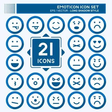 Icon Emoticon Icon Set. suitable for Education symbol. long shadow style. sim 스톡 일러스트