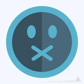 Icon Emoticon Mute - Flat Style Stock Illustration