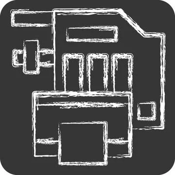 Icon Engine Cooling System. related to Car Maintenance symbol. chalk Style... Stock Illustration