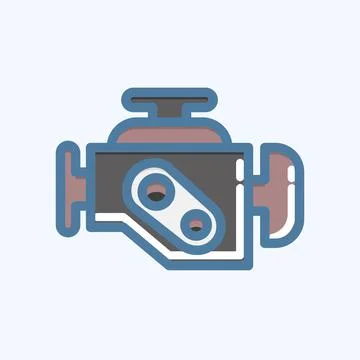 Icon Engine Warning. suitable for Automotive symbol. doodle style. simple des Stock Illustration